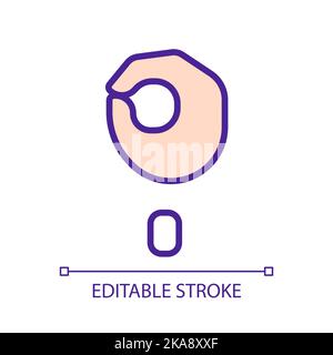 Singing letter O in ASL pixel perfect RGB color icon Stock Vector