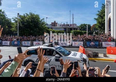 GUADALAJARA, MEXICO - OCTOBER 25 2022: Showrun Checo Perez, formula 1 red bull single seater rb7 Stock Photo