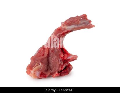 Raw fresh lamb loin chop isolated on white, clipping path Stock Photo