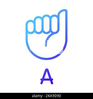 Letter A in American sign language pixel perfect gradient linear vector icon Stock Vector