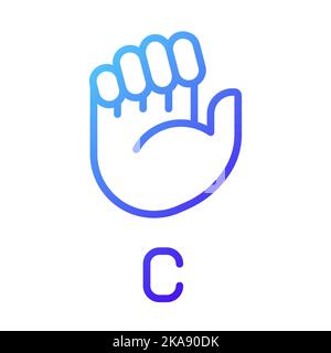 Sign for letter C in ASL pixel perfect gradient linear vector icon Stock Vector