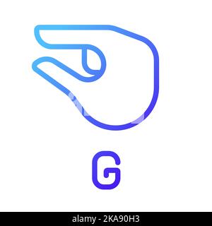 Sign for letter G in ASL pixel perfect gradient linear vector icon Stock Vector