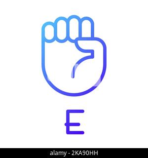 Letter E visualization in ASL pixel perfect gradient linear vector icon Stock Vector