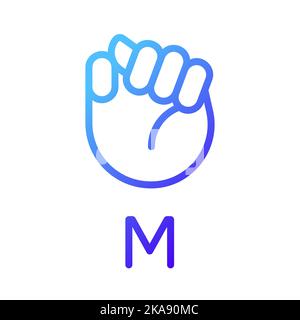 Letter M in American sign language pixel perfect gradient linear vector icon Stock Vector