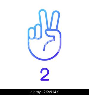 Signing digit two in ASL pixel perfect gradient linear vector icon Stock Vector