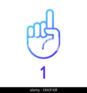 Digit one in ASL pixel perfect gradient linear vector icon Stock Vector