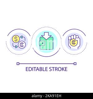 Transactions on crypto wallet loop concept icon Stock Vector
