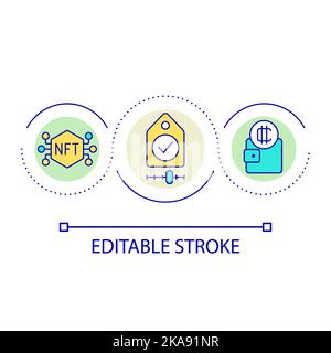 NFTs selling loop concept icon Stock Vector