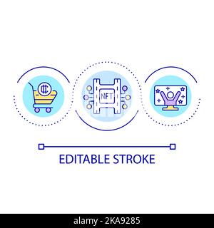 NFTs in film making loop concept icon Stock Vector