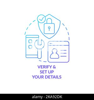 Verify and customize blue gradient concept icon Stock Vector