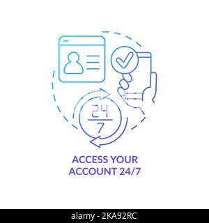 Non stop account access blue gradient concept icon Stock Vector