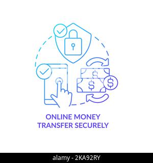 Safe way to transfer money blue gradient concept icon Stock Vector