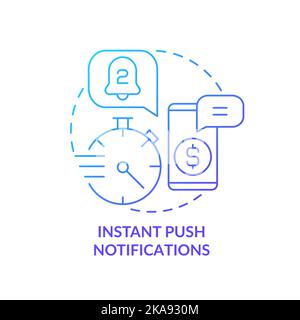 Real time transaction notifications blue gradient concept icon Stock Vector