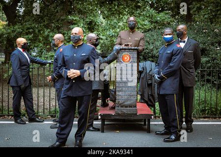 London, UK. August 29 2022. A Nation of Islam meeting at Speakers Corner, Hyde Park, London. Stock Photo
