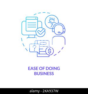 Ease of doing business blue gradient concept icon Stock Vector