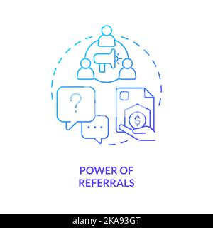 Power of referrals blue gradient concept icon Stock Vector