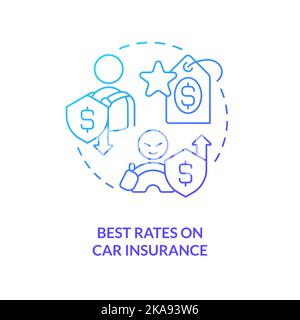 Best rates on car insurance blue gradient concept icon Stock Vector