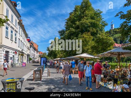 Flea Market on Breg in the old town, Ljubljana, Slovenia Stock Photo