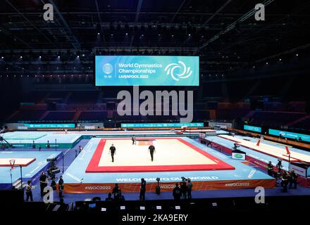 Liverpool, England; 1st November 2022, M&amp;S Bank Arena, Liverpool, England; 2022 World Artistic Gymnastics Championships; The arena awaits the first final, the Women's Team Final Stock Photo