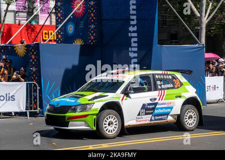 GUADALAJARA, MEXICO - OCTOBER 25 2022: Showrun Benito Guerra Jr, rally car winner Stock Photo