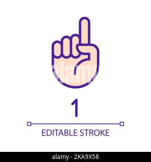 Digit one in ASL pixel perfect RGB color icon Stock Vector