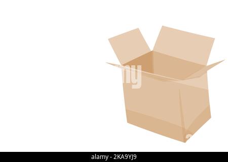 Cardboard box isolated on white background with copy space. The concept of ecology, environmental protection, waste recycling. Vector image Stock Vector