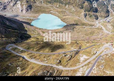 Aerial view of Sustenpass, swiss mountain pass, Switzerland Stock Photo