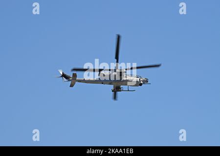 USMC AH-1Z Viper in flight Stock Photo
