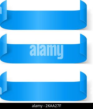 Set of Blue Paper Stickers Isolated on White Background for Design Stock Vector