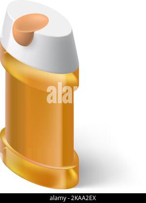 Shampoo Yellow in Isometric Style on White Background Stock Vector