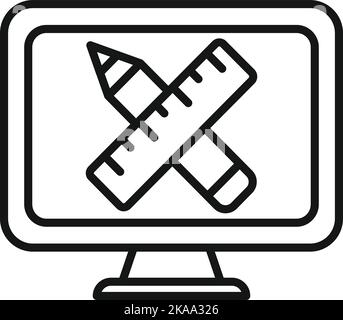 Draw monitor icon outline vector. Web ux. Studio work Stock Vector