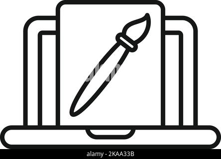 Laptop paint icon outline vector. Ui creative. Build project Stock Vector