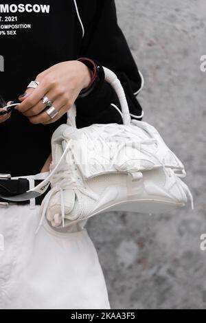 Milan, Italy - September, 21, 2022: woman wearing Aldo Kedaydia top handle  bag, street style outfit Stock Photo - Alamy