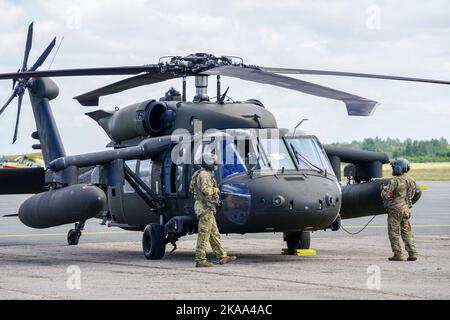 Liepaja, Latvia - August 7, 2022: Sikorsky UH-60 Black Hawk helicopter