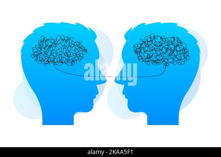Confused person handdrawn illustration. Cartoon vector clip art of a portrait of a surprised man with confused thoughts. Stock Vector