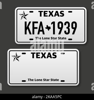Retro car plate for banner design. Texas state. Isolated vector illustration. Business, icon set Stock Vector