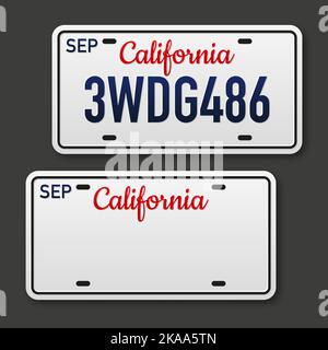 Retro car plate for banner design. California state. Isolated vector illustration. Business, icon set Stock Vector