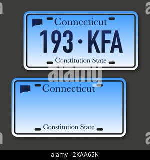 Retro car plate for banner design. Connecticut state. Isolated vector illustration. Business, icon set Stock Vector