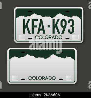 Colorado state car license plate green style, letters, numbers and ...