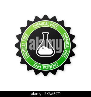 Chemicals free green outline icon on white background. Vector illustration Stock Vector