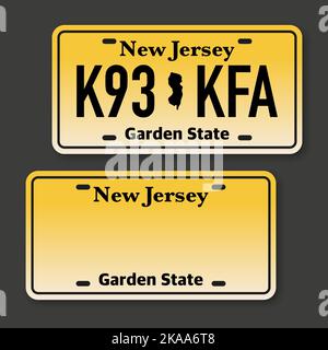 Retro car plate for banner design. New Jersey state. Isolated vector illustration. Business, icon set Stock Vector