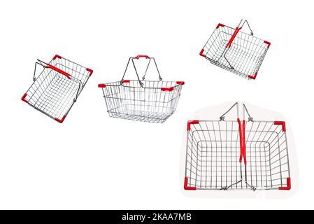 Empty shopping basket isolated on white background. Stock Photo