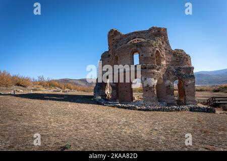 The Red church is historical object near Perushtitsa town in Bulgaria. It is an Early Christian basilica from 5th - 6th century. Stock Photo