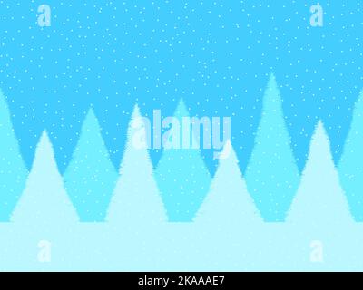 Winter landscape with fir trees and falling snow. Winter forest in flat style. Christmas trees. Design for posters, travel agencies and promotional it Stock Vector