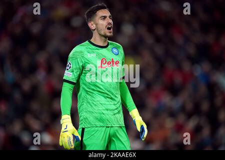 Napoli goalkeeper Alex Meret during the UEFA Champions League Group A match at Anfield, Liverpool. Picture date: Tuesday November 1, 2022. Stock Photo