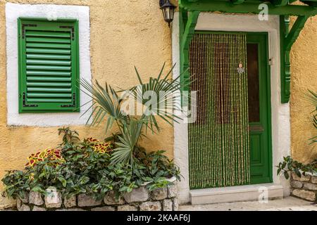 House, Strai Grad, old town, Lovran, Lungomare, Franz Joseph Promenade, Lovran, Croatia Stock Photo