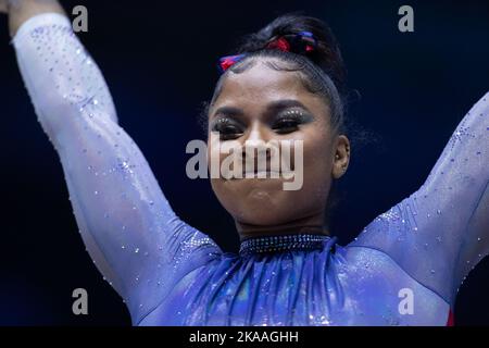 Liverpool, UK. 01st Nov, 2022. Liverpool, England, November 1st 2022 competes on the during the Women's Team Finals at the FIG World Gymnastics Championships at the M&S Bank Arena in Liverpool, England Dan O' Connor (Dan O' Connor/SPP) Credit: SPP Sport Press Photo. /Alamy Live News Stock Photo