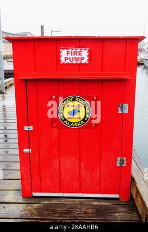 Fire Shed stores emergency fire gear; harbor; Kodiak; Alaska; USA Stock Photo