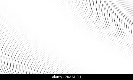 Halftone wave lines background. Abstract dotted stripes texture. Warped and curved lines wallpaper. Minimalistic design template Stock Vector