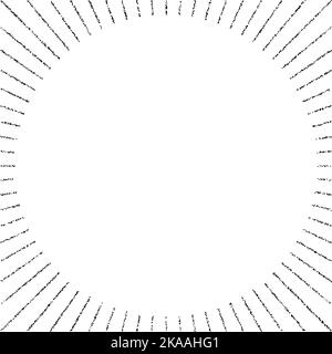 Grainy textured frame. Black stipple dots sunbeams separator and divider. Noise dot workdays frame. Stochastic background  Stock Vector